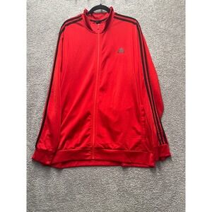 adidas Red Track Jacket Mens 2XL Full Zip 3-Stripe Retro Y2K